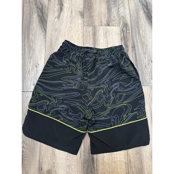 Reebok Boys 18 XXL Athletic Shorts Black Swirl & Neon Green Pattern - Picture 5 of 5